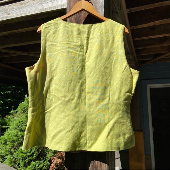 LINEN blend pink and lime green top. Great long side zipper. - Picture 5 of 6